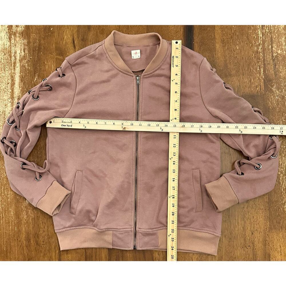 GUC IJOAH Dusty Pink Zip Up Jacket Crisscross Lacing Large - Picture 9 of 9